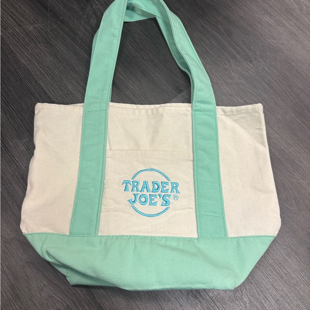 Trader Joe's Mint and Cream Mini Tote Bag